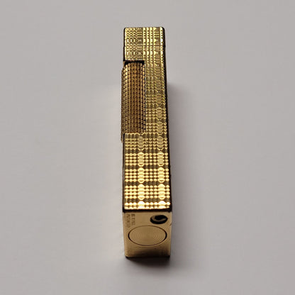 Alfred Dunhill Rollagas Gold Plated Square Tartan Lighter