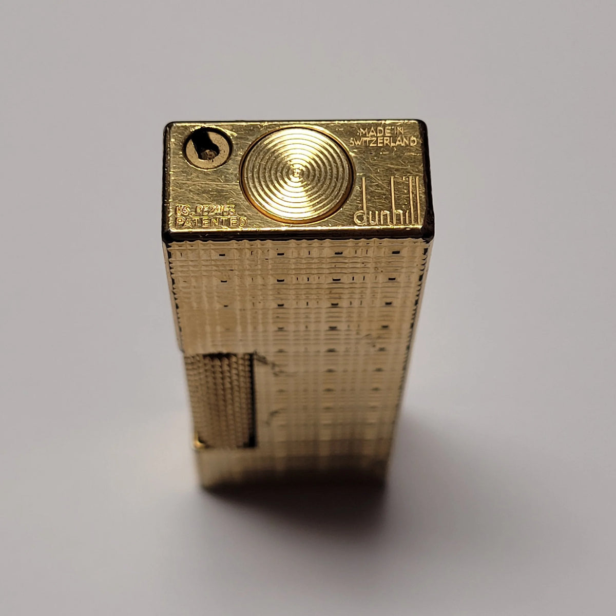 Alfred Dunhill Rollagas Gold Plated Square Tartan Lighter