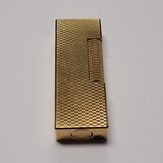 Alfred Dunhill Rollagas Gold Plated Basketweave Lighter