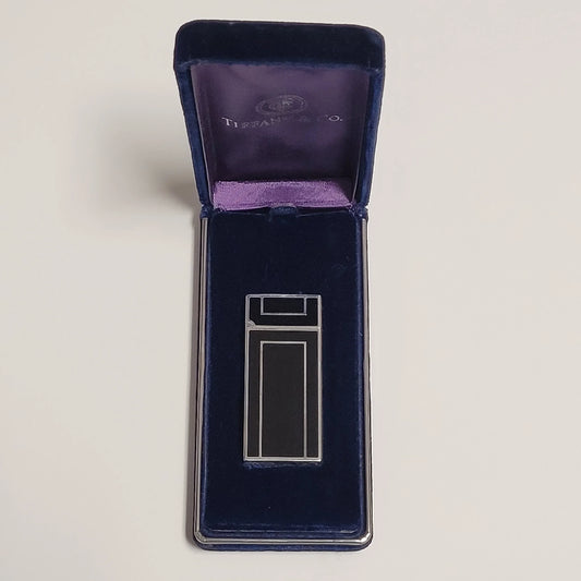Tiffany & Co. Silver Plated & Black Lacquer Lighter