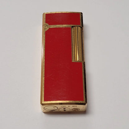 Mark Cross Gold Plated & Red Lacquer Lighter