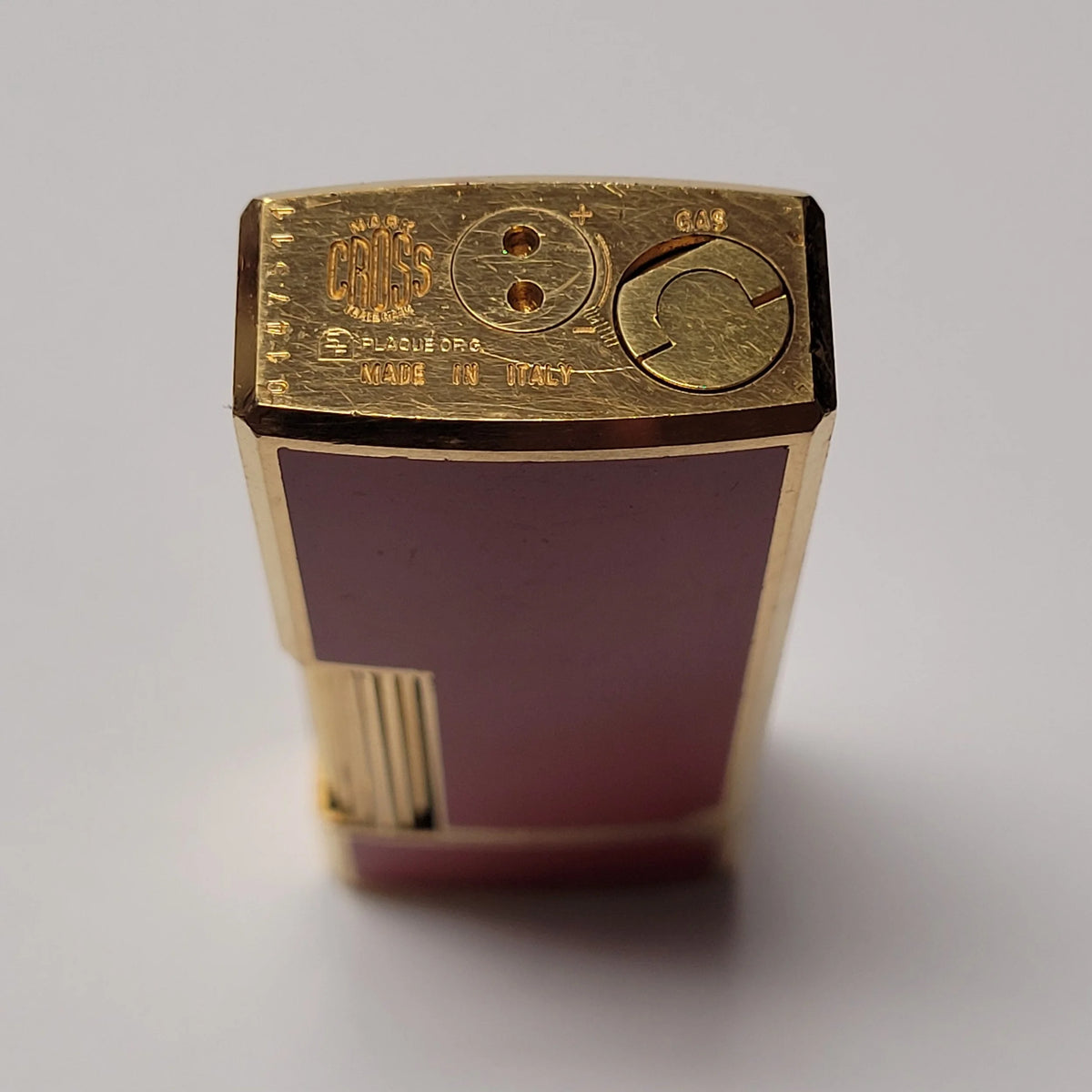Mark Cross Gold Plated & Red Lacquer Lighter