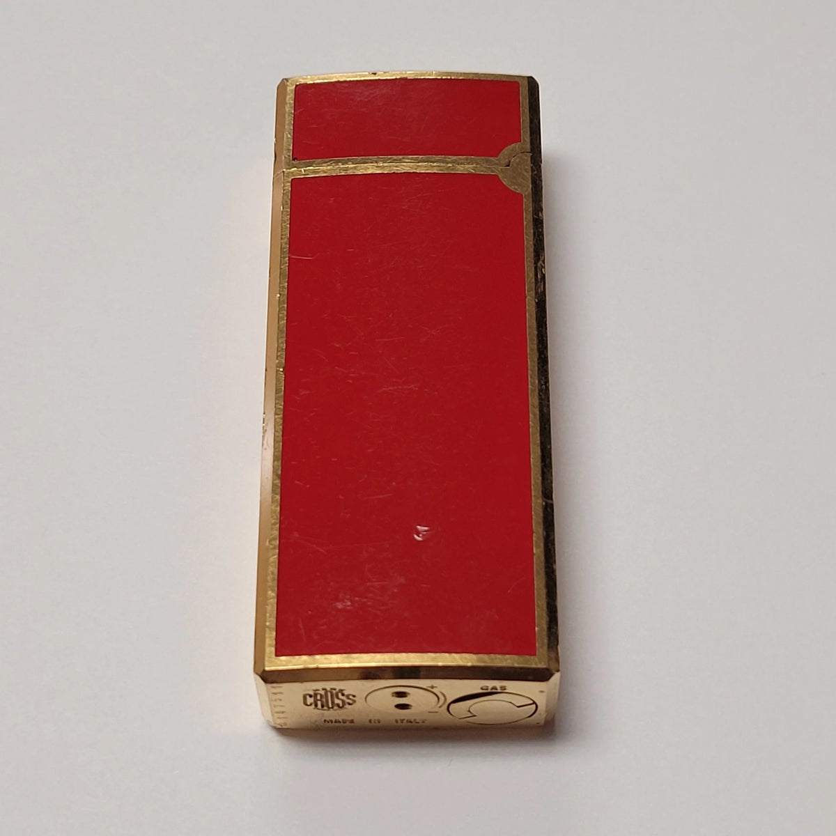 Mark Cross Gold Plated & Red Lacquer Lighter