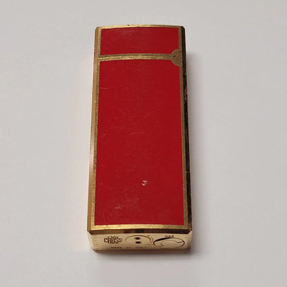 Mark Cross Gold Plated & Red Lacquer Lighter