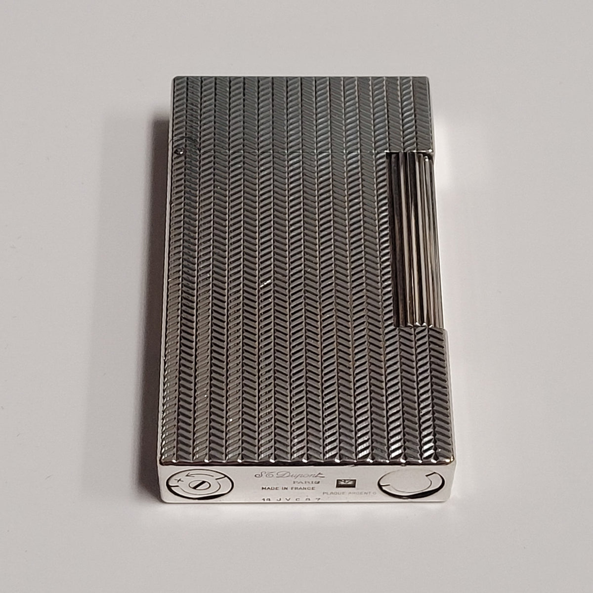 S.T. Dupont Ligne 2 Silver Plated Chevron Lighter