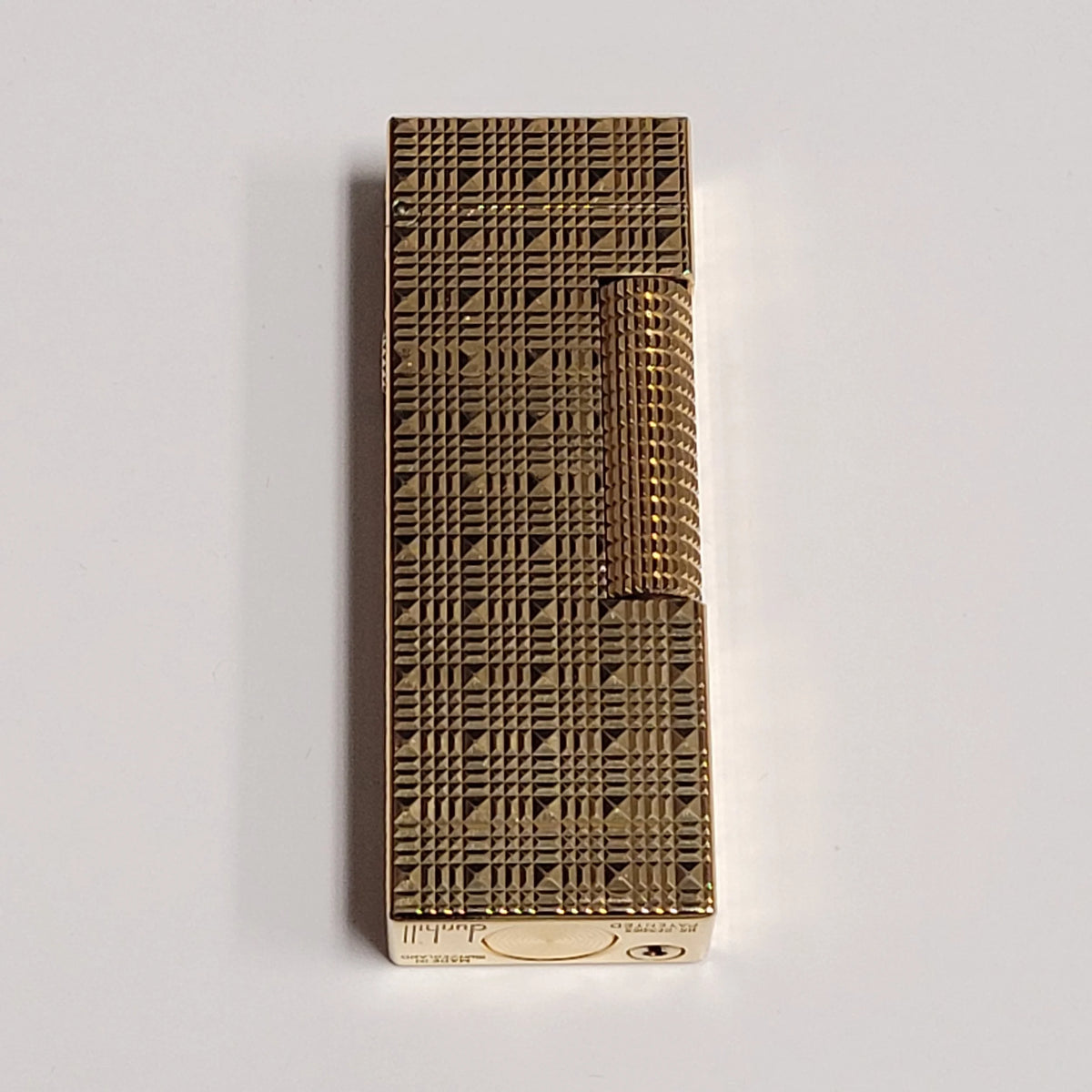 Alfred Dunhill Rollagas Gold Plated & Square Tartan Lighter