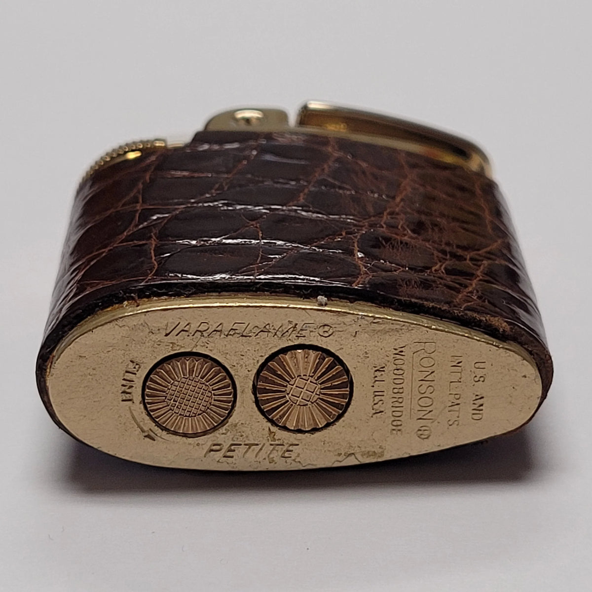 Ronson Varaflame Petite Brown Leather Lighter