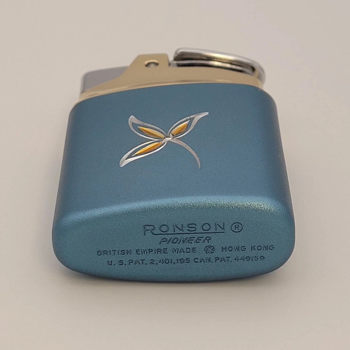 1960 Ronson Pioneer Blue & Gold Petrol Lighter
