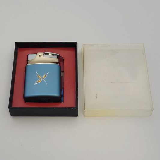 1960 Ronson Pioneer Blue & Gold Petrol Lighter