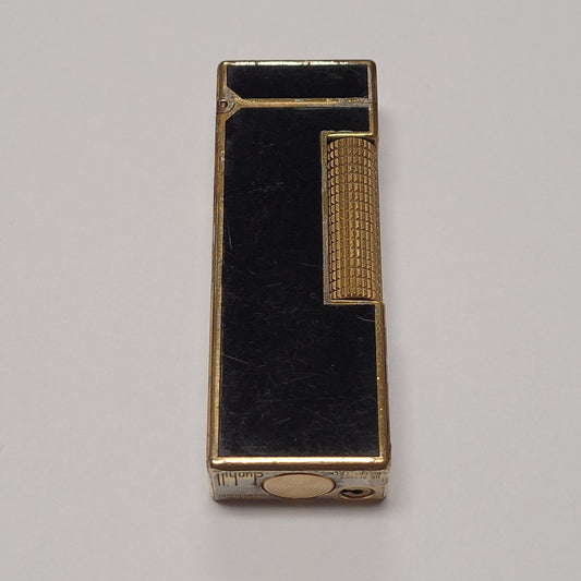 Alfred Dunhill Rollagas Gold Plated & Black Lacquer Lighter