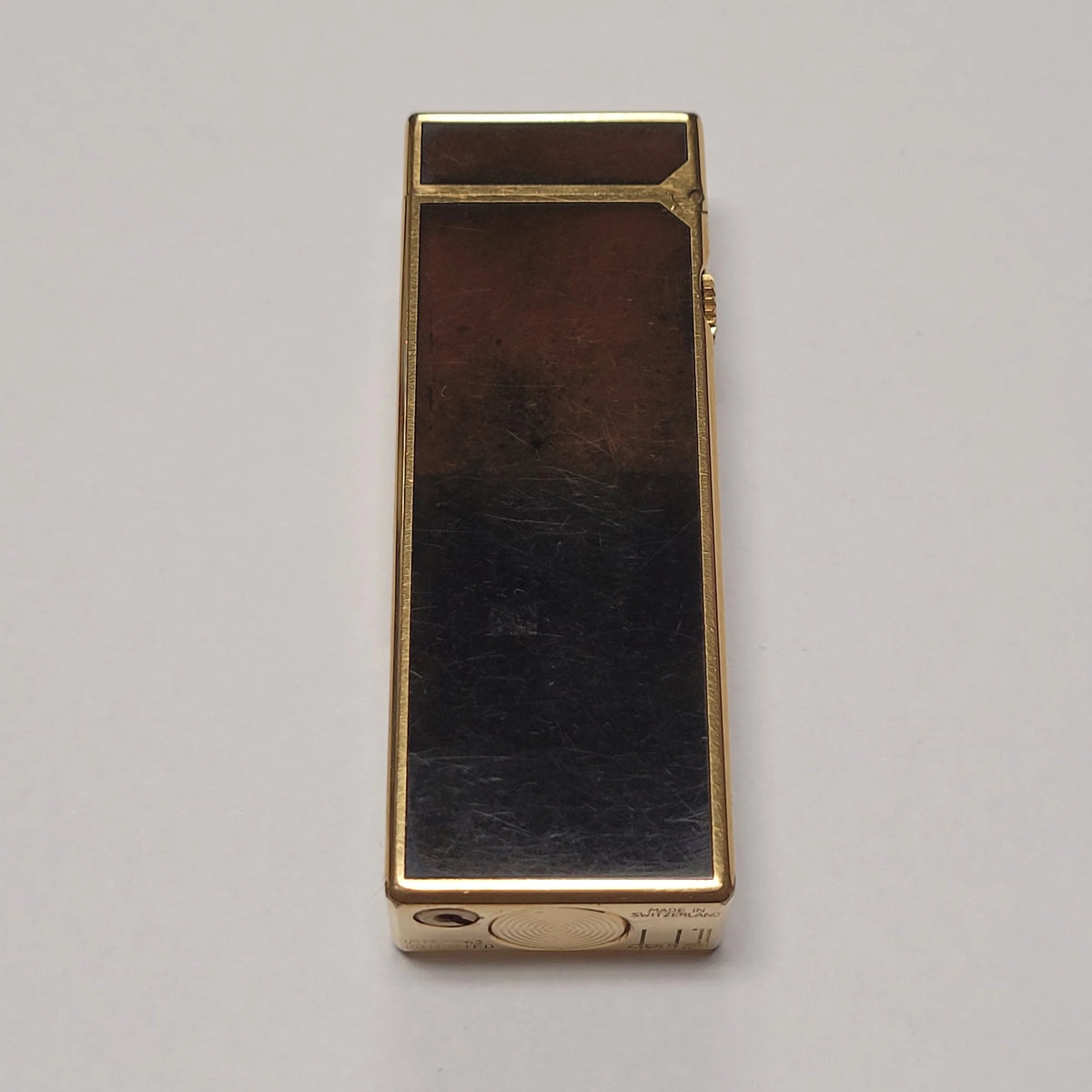 Alfred Dunhill Rollagas Two-Tone Brown Lacquer & Gold Plated Lighter
