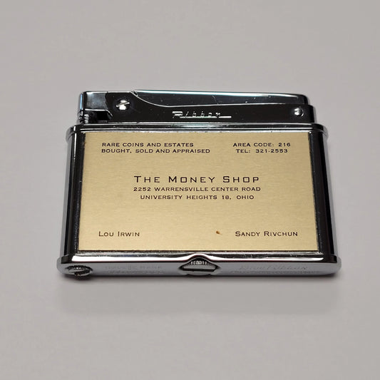 Vintage Blue Ribbon "The Money Shop" Advertiser Lighter