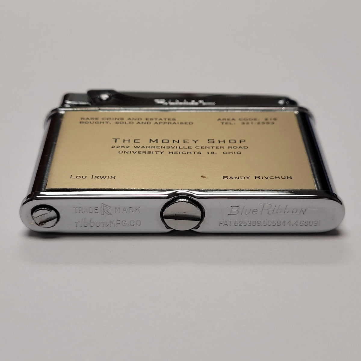 Vintage Blue Ribbon "The Money Shop" Advertiser Lighter