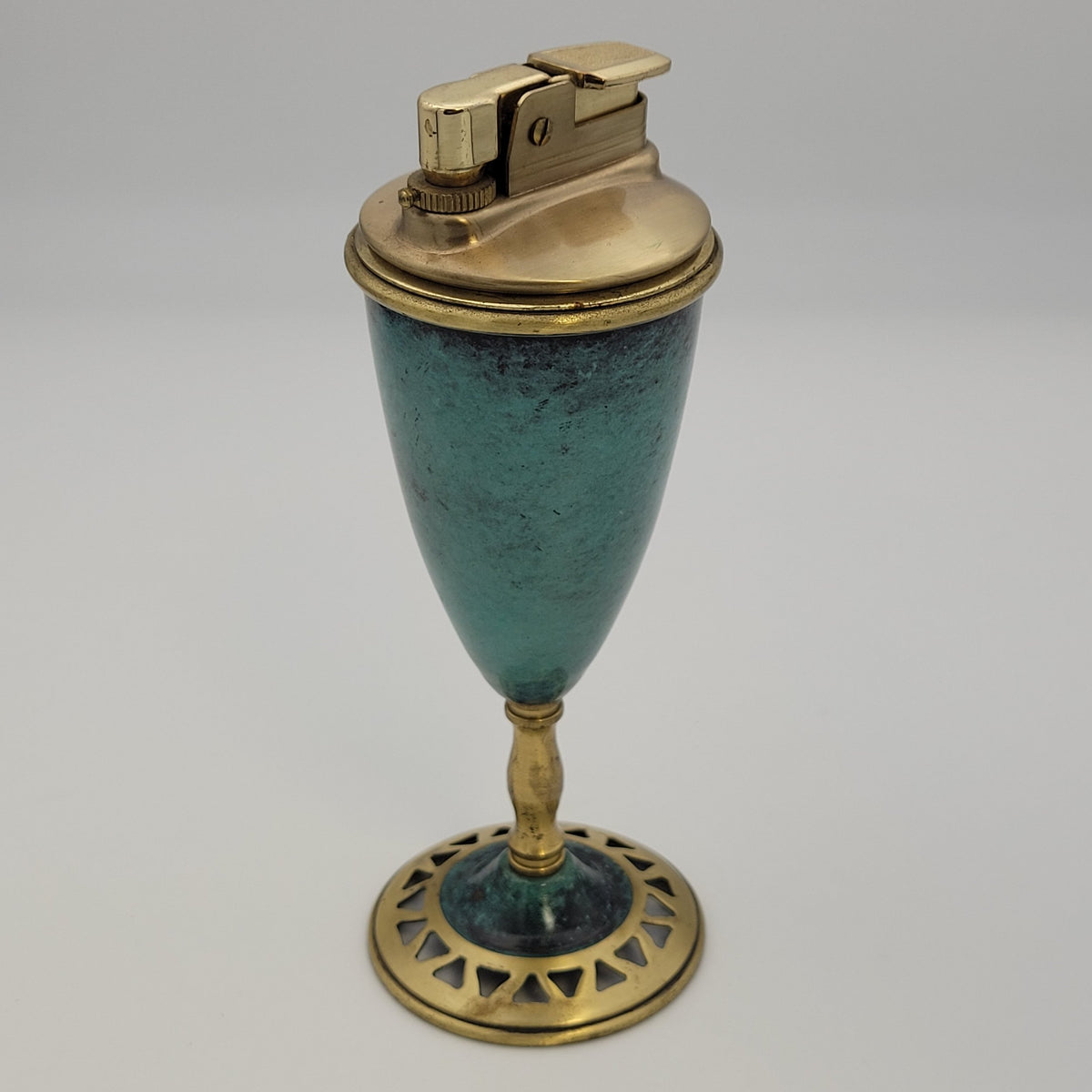 Vintage Unbranded Gold & Turquoise Table Lighter