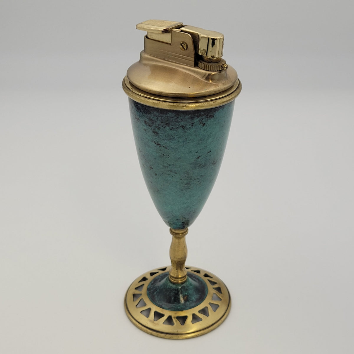 Vintage Unbranded Gold & Turquoise Table Lighter