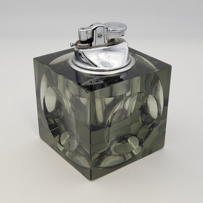 Vintage Unbranded Glass Cube Butane Table Lighter