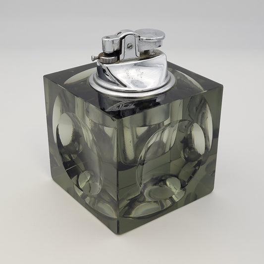 Vintage Unbranded Glass Cube Butane Table Lighter