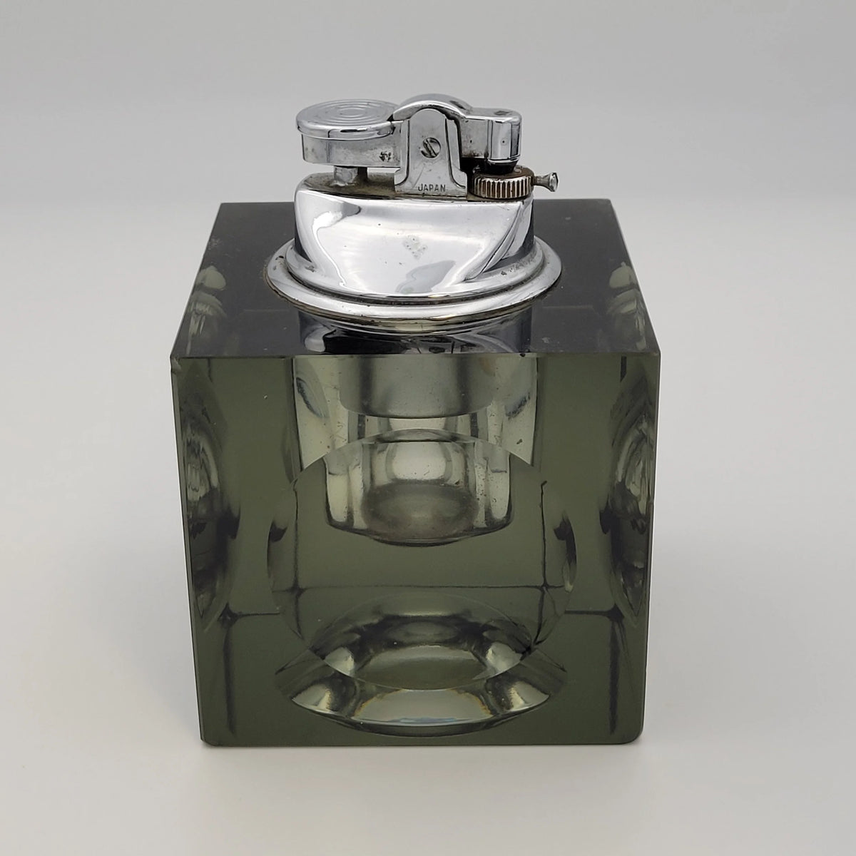 Vintage Unbranded Glass Cube Butane Table Lighter