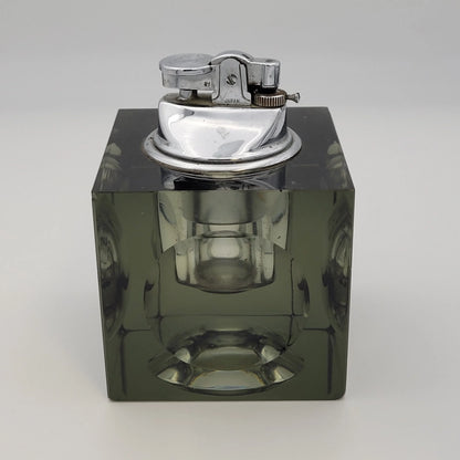 Vintage Unbranded Glass Cube Butane Table Lighter