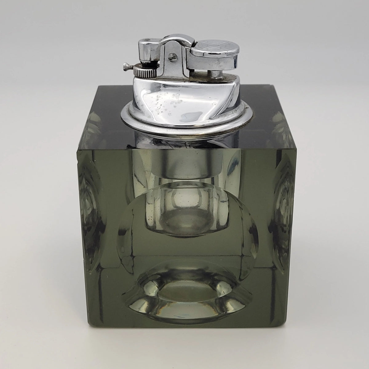 Vintage Unbranded Glass Cube Butane Table Lighter