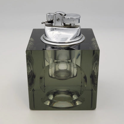 Vintage Unbranded Glass Cube Butane Table Lighter