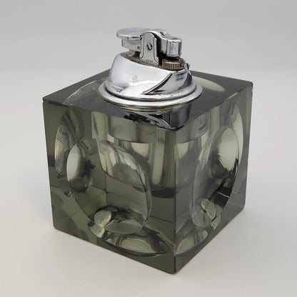Vintage Unbranded Glass Cube Butane Table Lighter