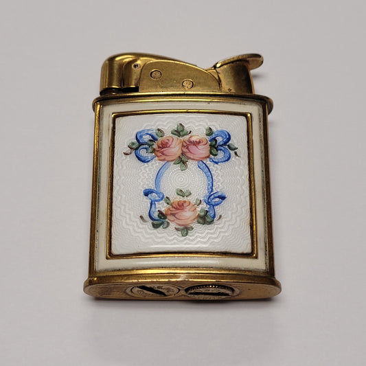 1950s Evans Banner Floral Enamel Pocket Lighter