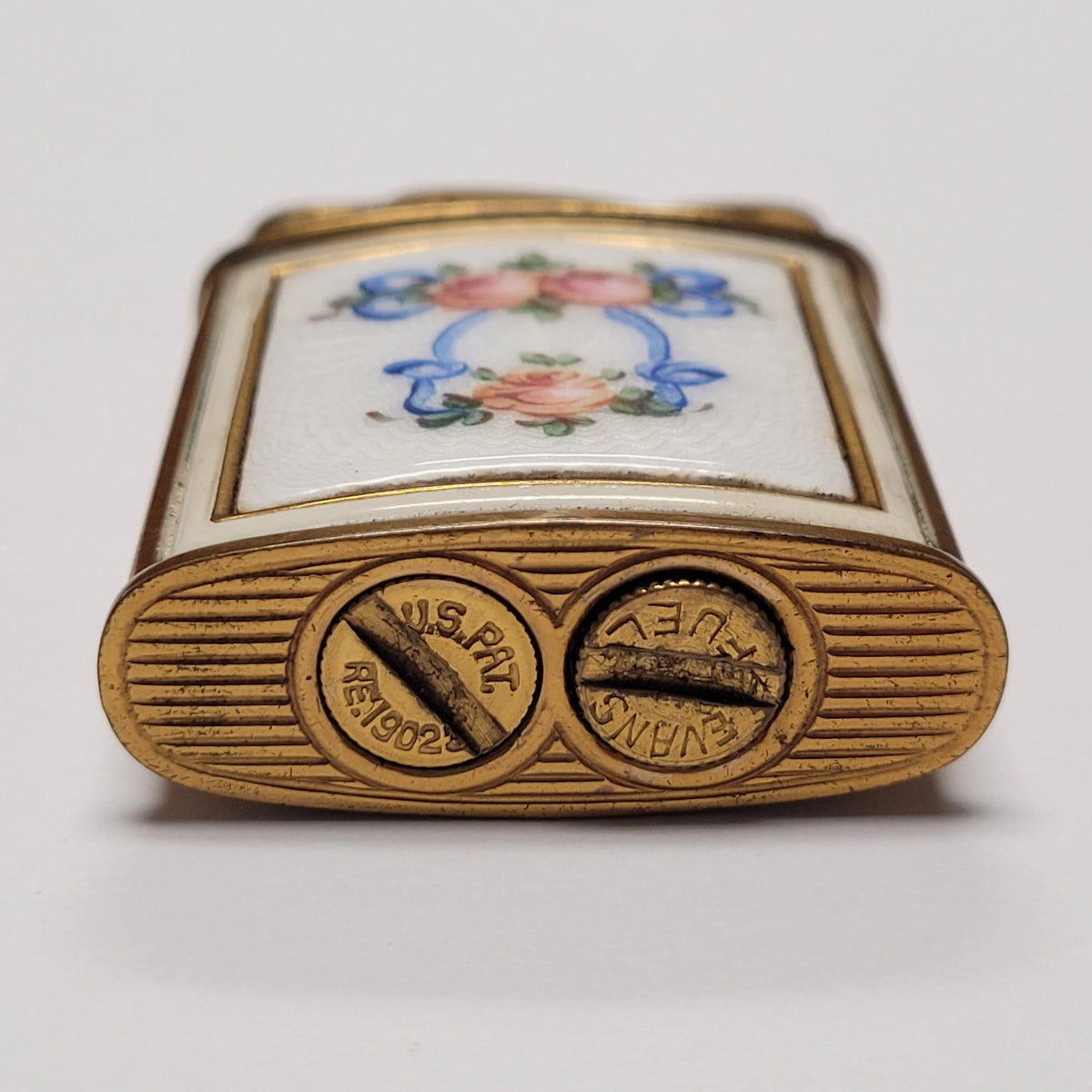 1950s Evans Banner Floral Enamel Pocket Lighter