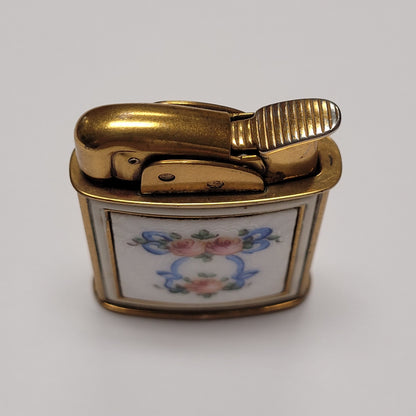 1950s Evans Banner Floral Enamel Pocket Lighter