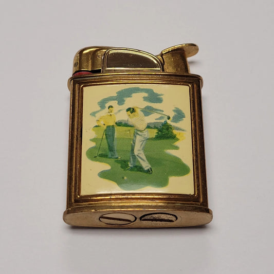1950s Evans Banner Golfer Scene Pocket Lighter