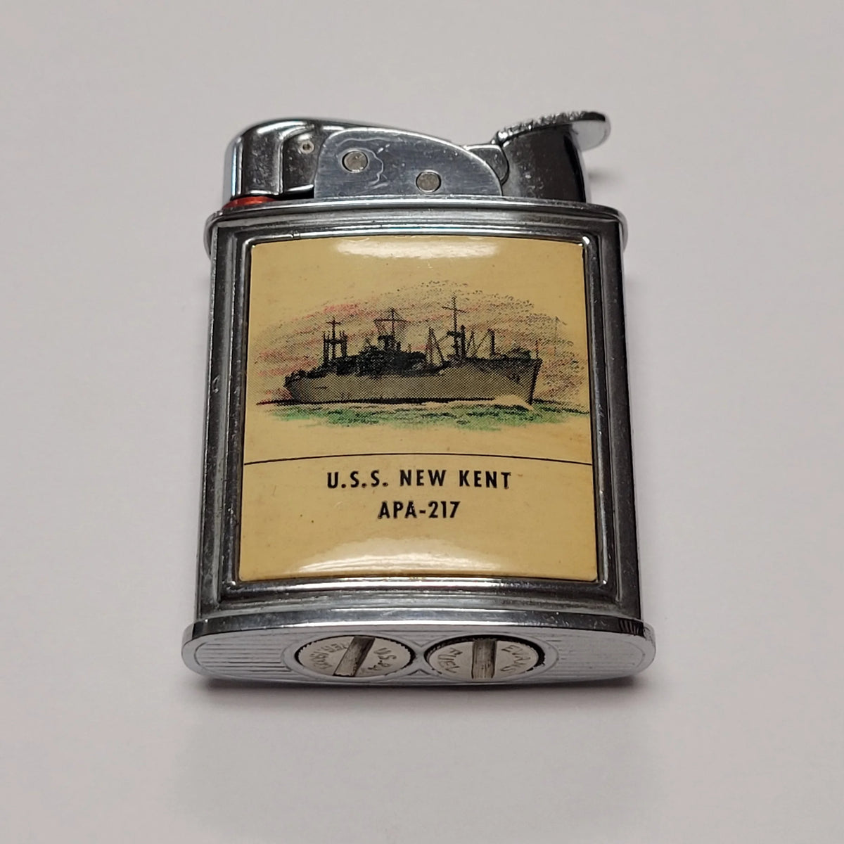 1950s Evans Banner U.S.S. New Kent Military Pocket Lighter
