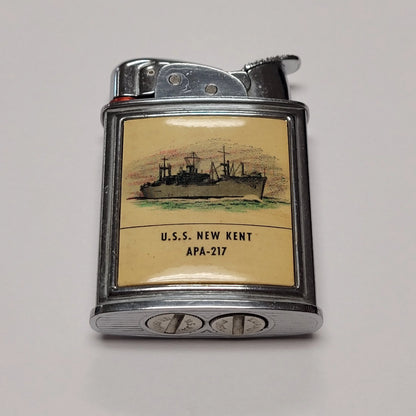 1950s Evans Banner U.S.S. New Kent Military Pocket Lighter