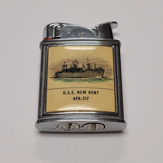 1950s Evans Banner U.S.S. New Kent Military Pocket Lighter