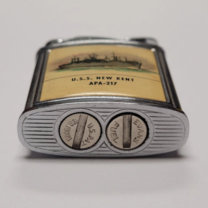 1950s Evans Banner U.S.S. New Kent Military Pocket Lighter