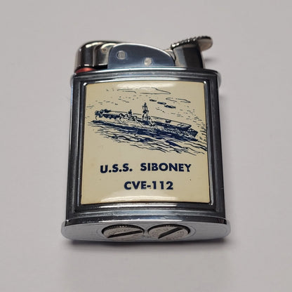 1950s Evans Banner U.S.S. Siboney Military Pocket Lighter
