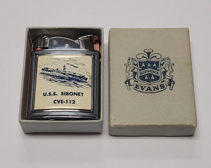 1950s Evans Banner U.S.S. Siboney Military Pocket Lighter