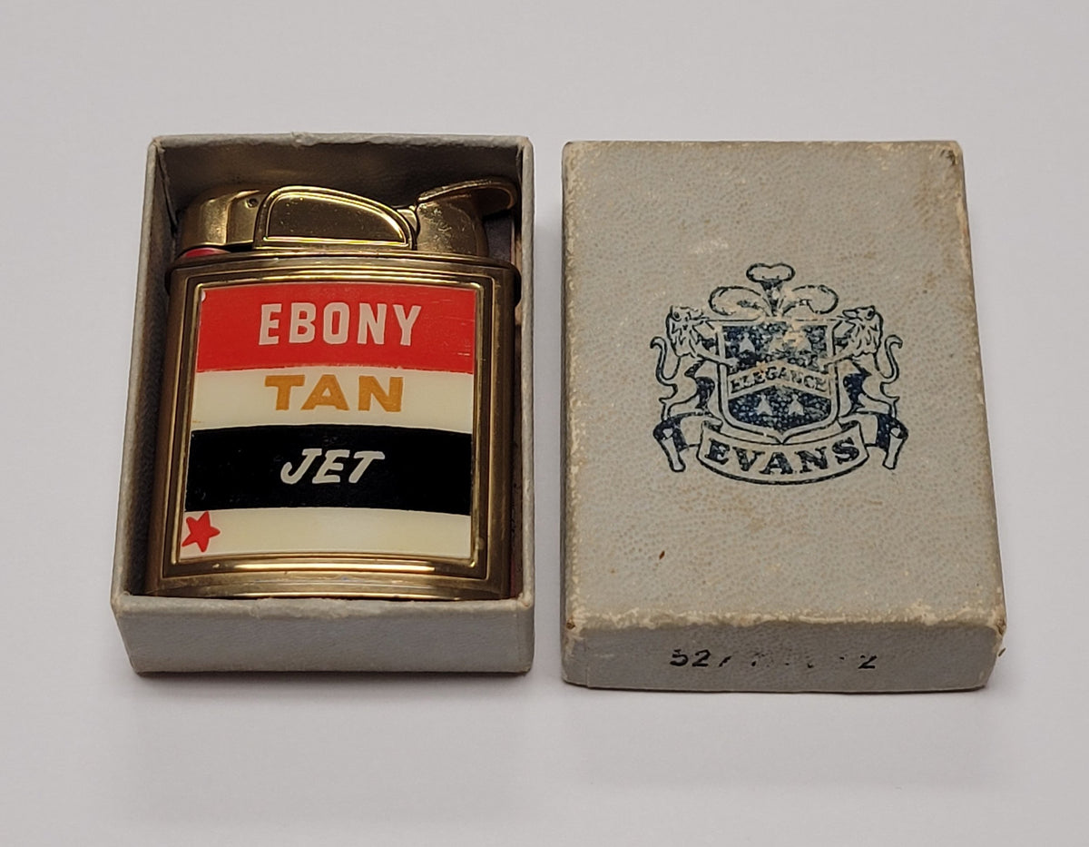 1950s Evans Banner Ebony Tan Jet Pocket Lighter