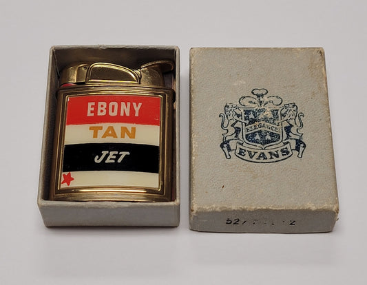 1950s Evans Banner Ebony Tan Jet Pocket Lighter