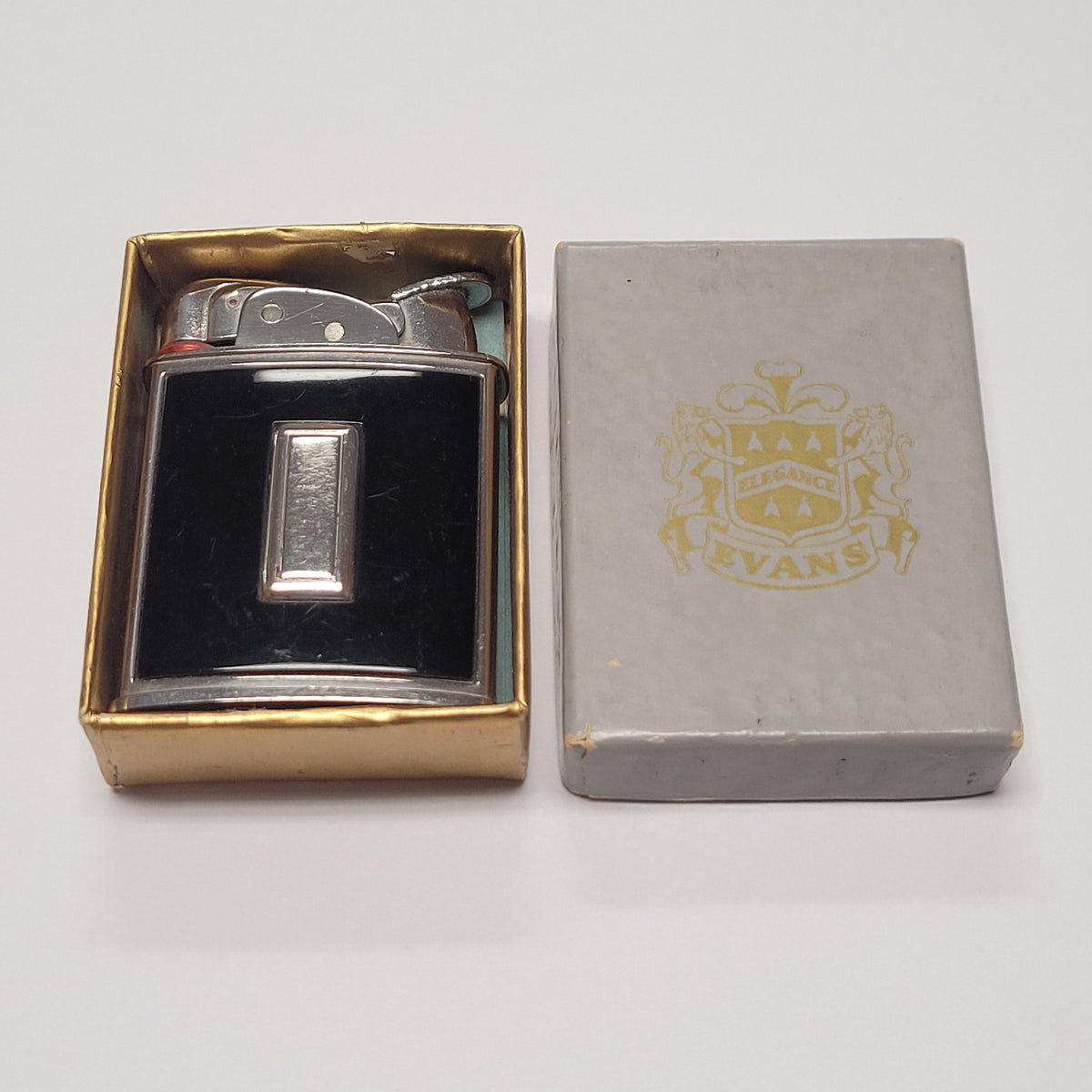 1950s Evans Banner Black Enamel Pocket Lighter