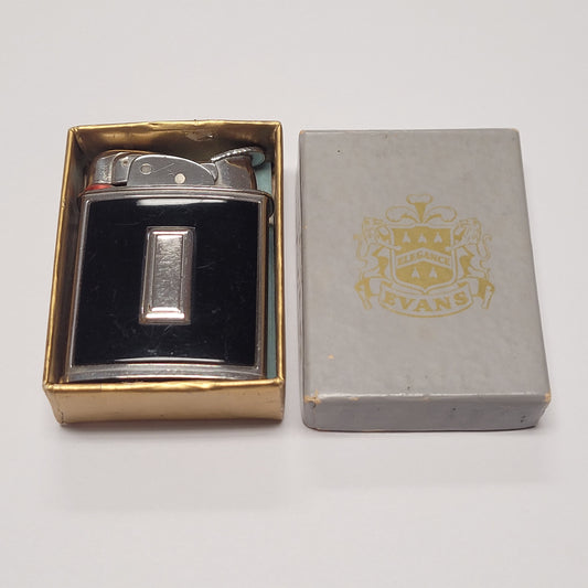 1950s Evans Banner Black Enamel Pocket Lighter