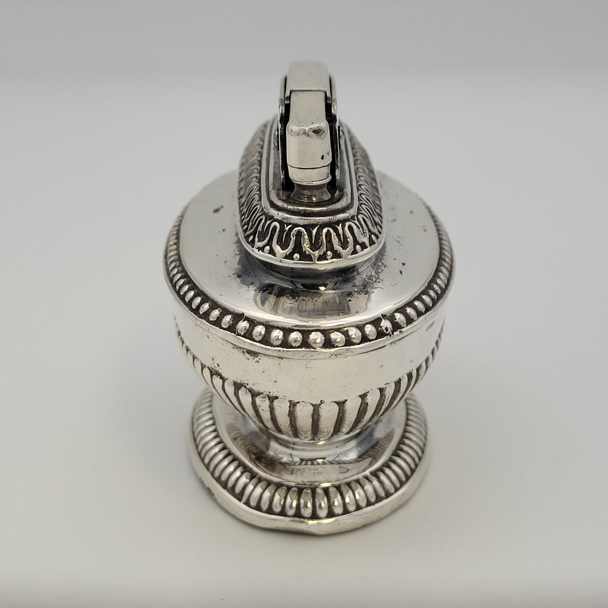 1930s Ronson Queen Anne Silver Plated Petrol Table Lighter