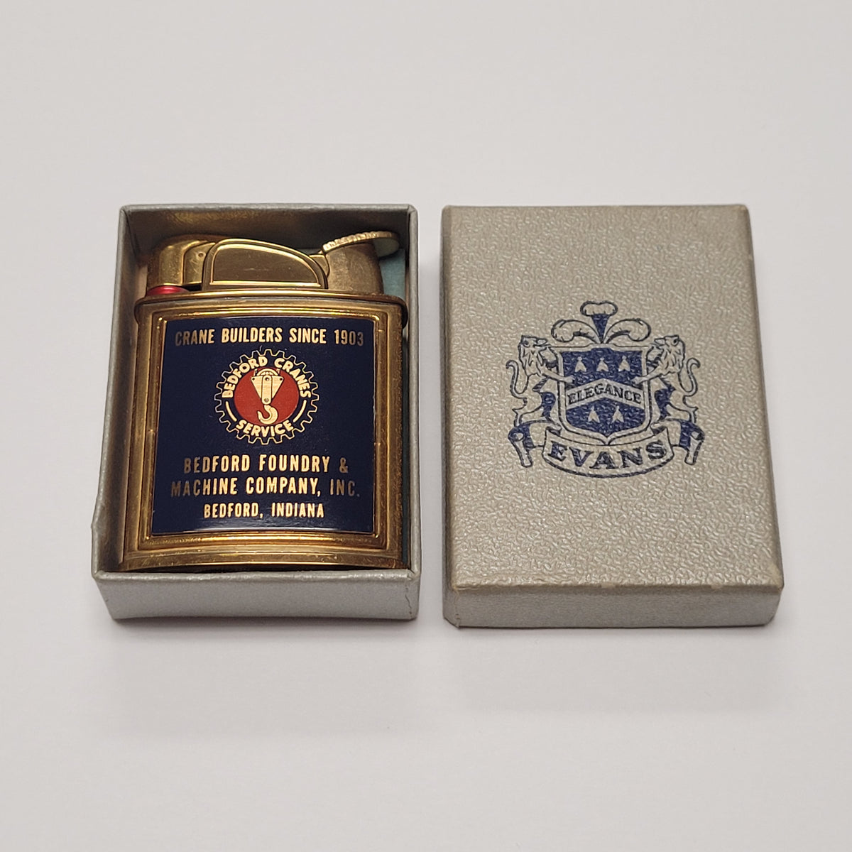 1950s Evans Banner Bedford Foundry & Machine Company Pocket Lighter