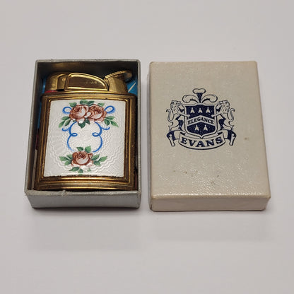 1950s Evans Banner Floral Enamel Pocket Lighter