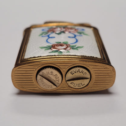 1950s Evans Banner Floral Enamel Pocket Lighter
