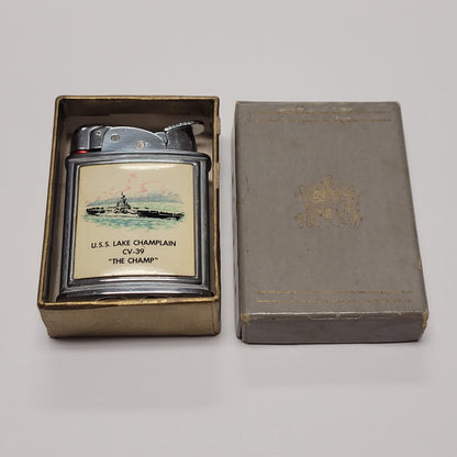 1950s Evans U.S.S. Lake Champlain Military Pocket Lighter