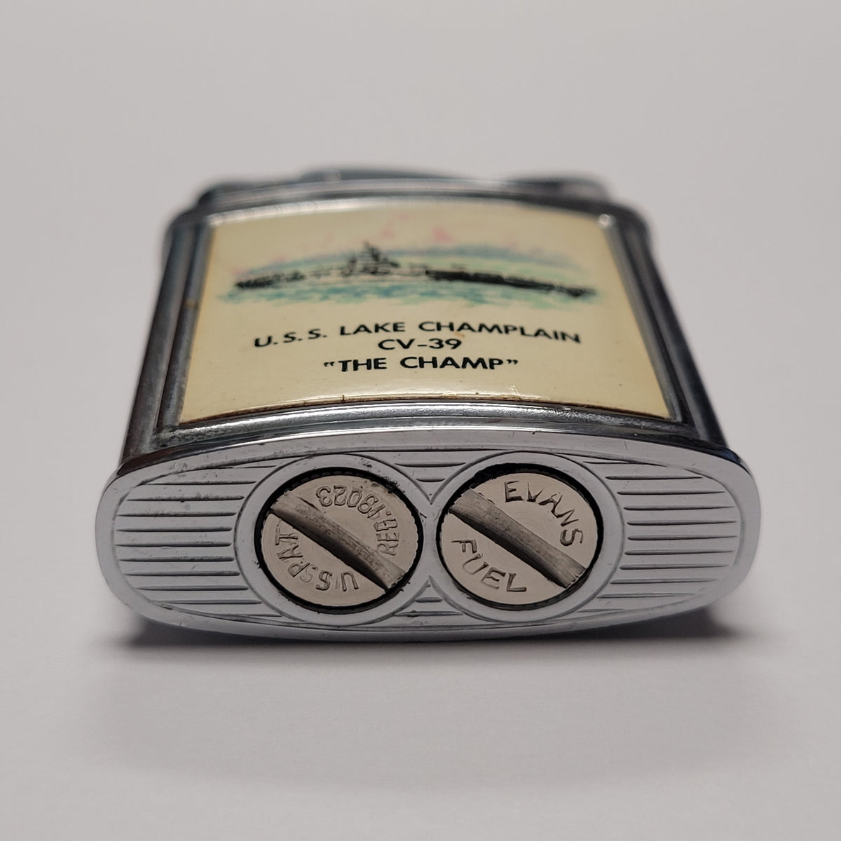 1950s Evans U.S.S. Lake Champlain Military Pocket Lighter