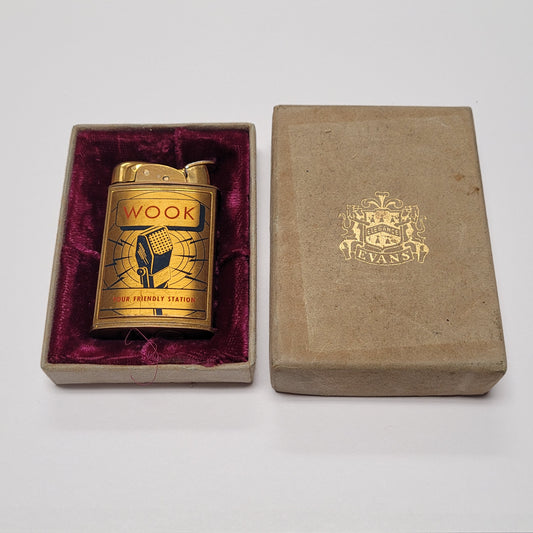 1950s Evans Supreme WOOK Radio Station Pocket Lighter