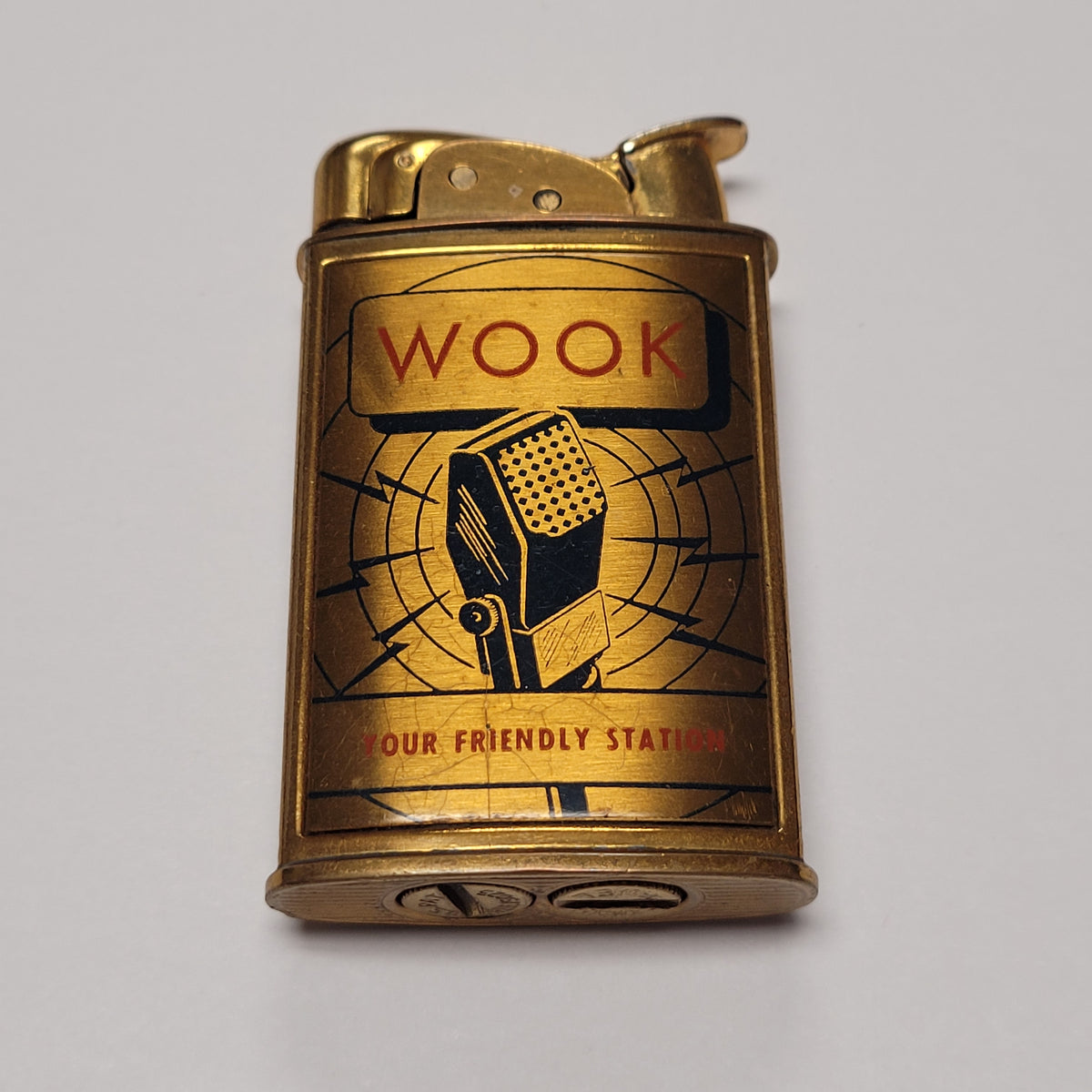 1950s Evans Supreme WOOK Radio Station Pocket Lighter