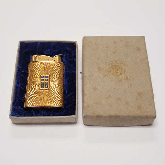 1950s Evans Supreme Sunburst Gold / Gems Pocket Lighter