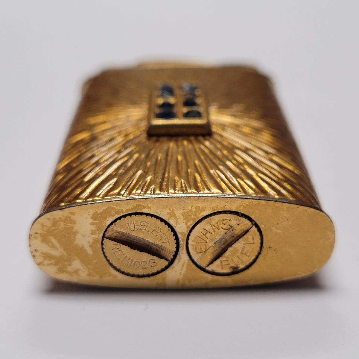 1950s Evans Supreme Sunburst Gold / Gems Pocket Lighter